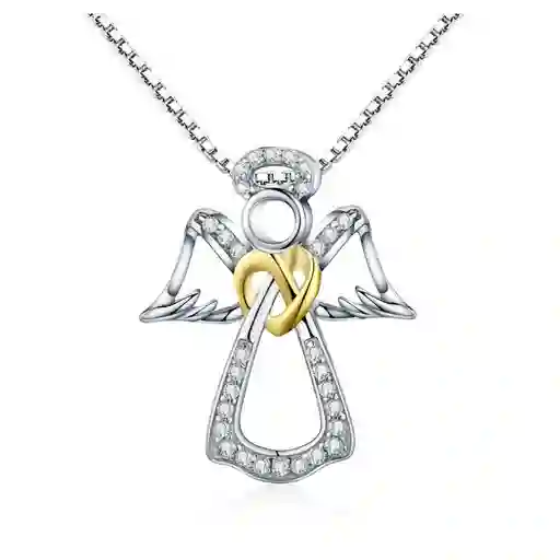 Collar Cadena Para Mujer Dije Ángel Guardian En Plata 925