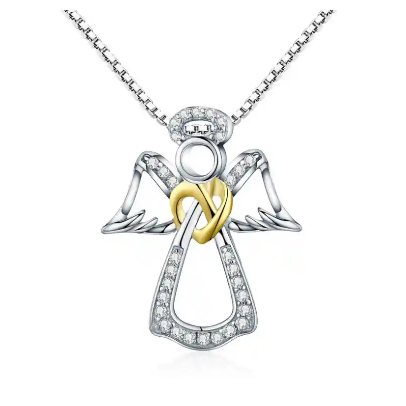 Collar Cadena Para Mujer Dije Ángel Guardian En Plata 925