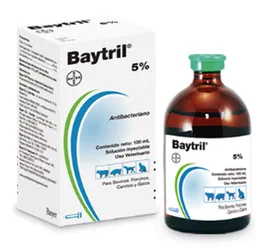 Baytril Antibacteriano Inyectable 5% Uso Veterinario 50 mL