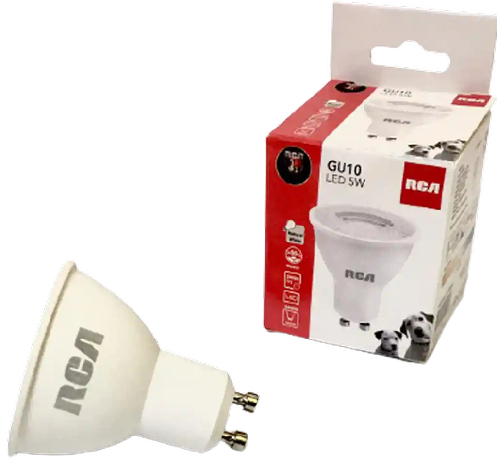 bombillo led gu10 rca 5w luz neutra 4000k 380lm 87/277v 