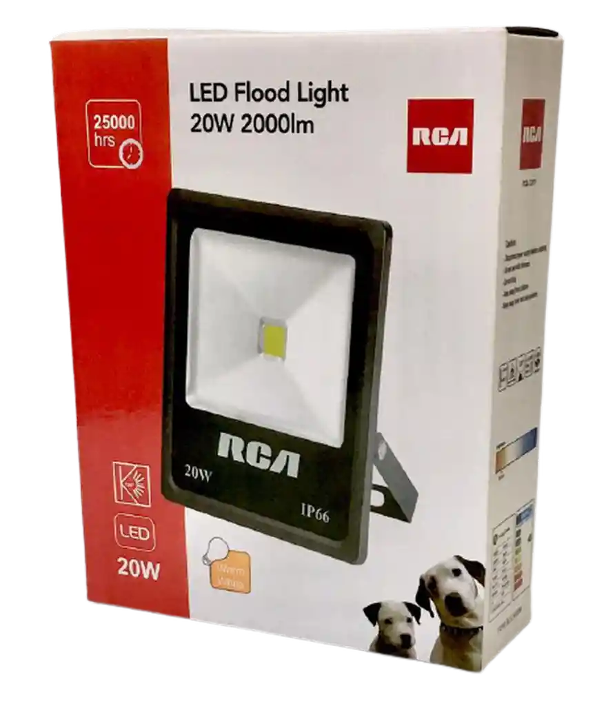 REFLECTOR LED 20W RCA IP66 LUZ CALIDA AMARILLA 2000LM 87/277V 