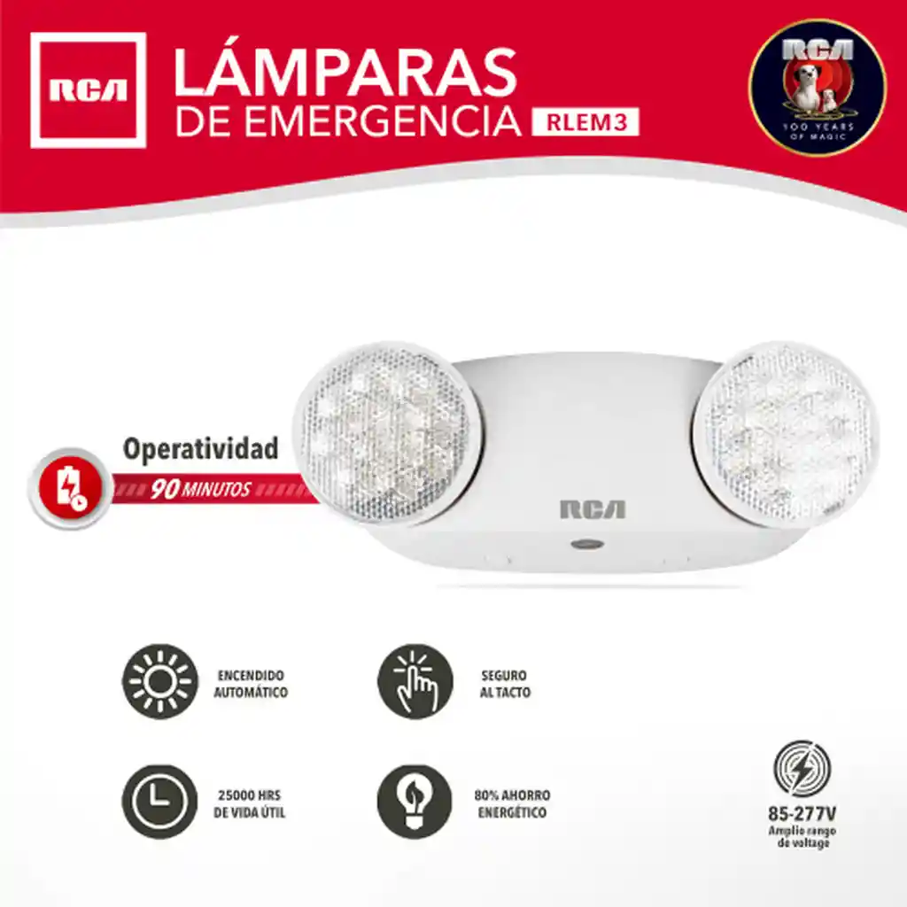 LAMPARA DE EMERGENCIA RLEM3 RCA 90 MIN 87/277V CERTIFICADA ONAC 