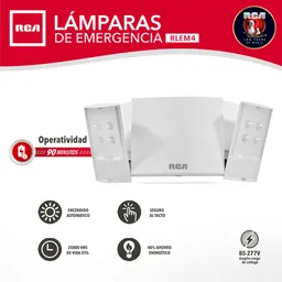 LAMPARA  EMERGENCIA RLEM4 RCA 90MIN DURACION 87/277V CERTIFICADA