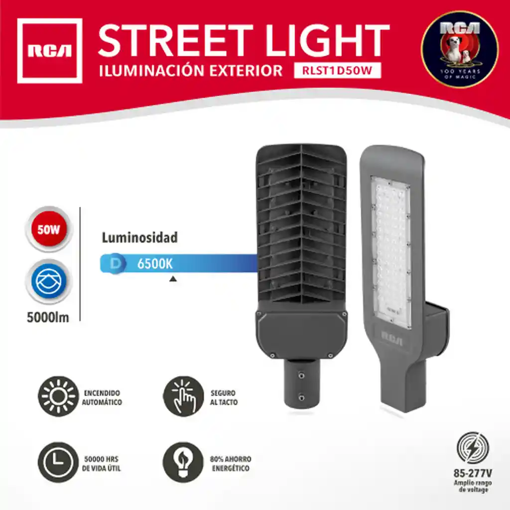 ALUMBRADO PUBLICO RCA LED CON FOTOCELDA 50W 5000LM 87/277V 