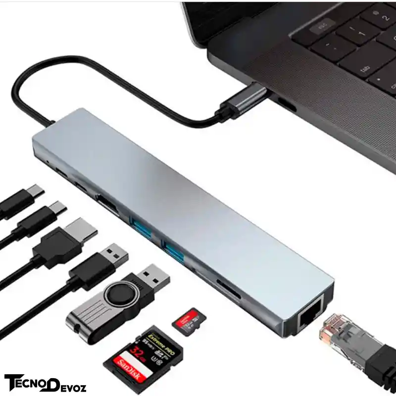 Hub Multipuertos Tipo C 8 En 1