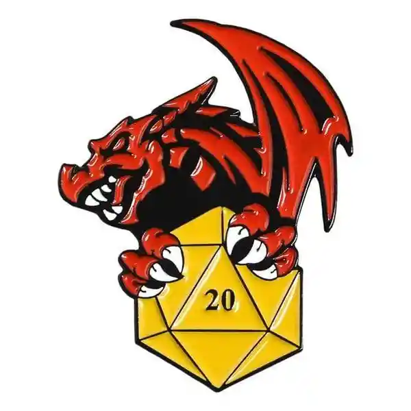 TooGEEK Pin Dragón y Dado Fantasía Dungeon & Dragons