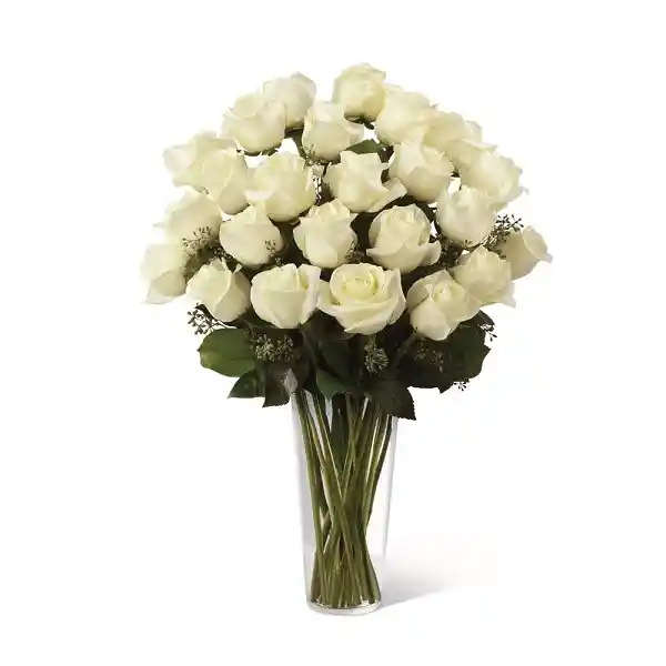 Jarrón Con 24 Rosas Blancas