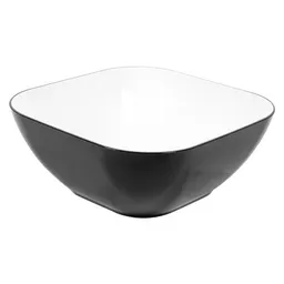 Bowl Elaborado en Plástico. Forma Cuadrada, Superficie Lisa. Color Rojo Exterior, Color Blanco Interior. Contraste Brillante. Capacidad de 3. 9 L. Resistente, Diseño Moderno, Ergonómico. Sku 161650