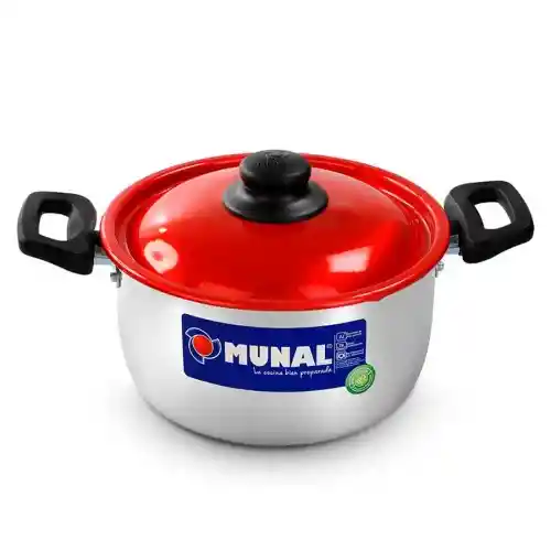 Munal Olla Aluminio con Tapa Roja 18 Cm