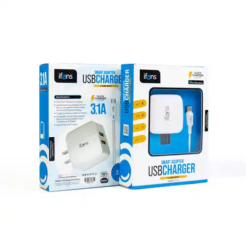 Ifans Cargador Quick Charger 3.1 Amp Ifans 2 Usb Tipo c