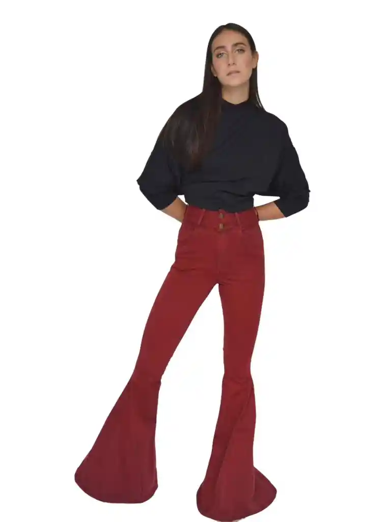 jeans flare bota campana rojos 