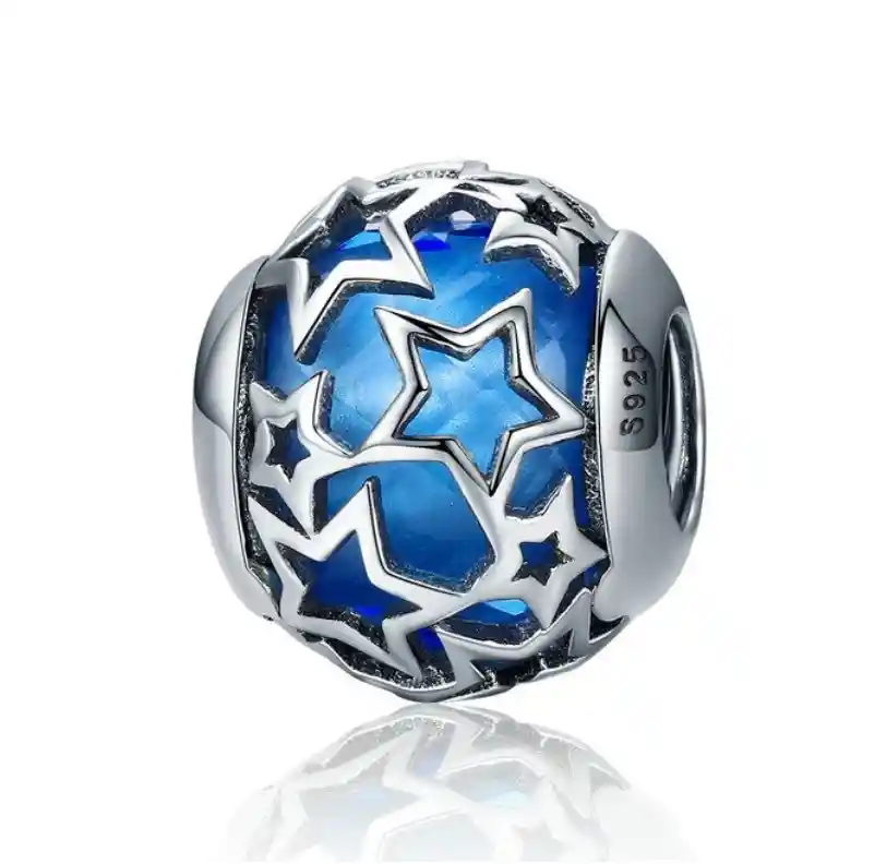 Estrella Charm Dije Azul Pulsera O Cadena En Plata 925