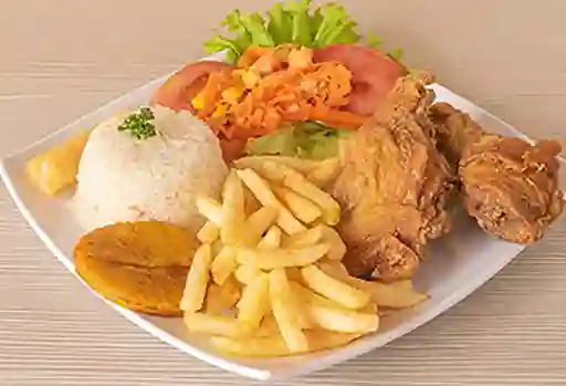 Bandeja con Pollo Broaster