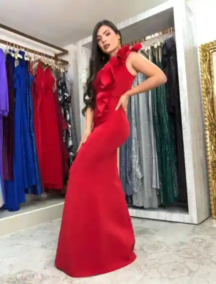 VESTIDO LARGO ROJO CON BOLERO INLOVE BOUTIQUE