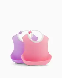 baberos set x2 rosado y morado 