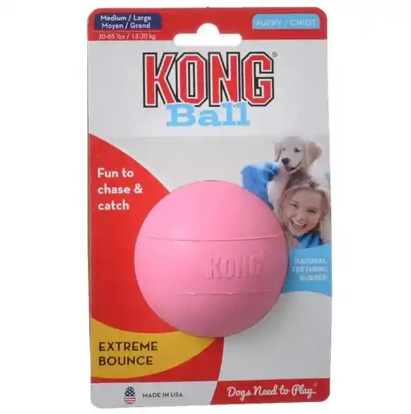 Juguete Perros Kong Ball Puppy Pelota Talla M Medium Rosado