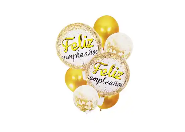 Globo Bouquet Feliz Cumple Dorado