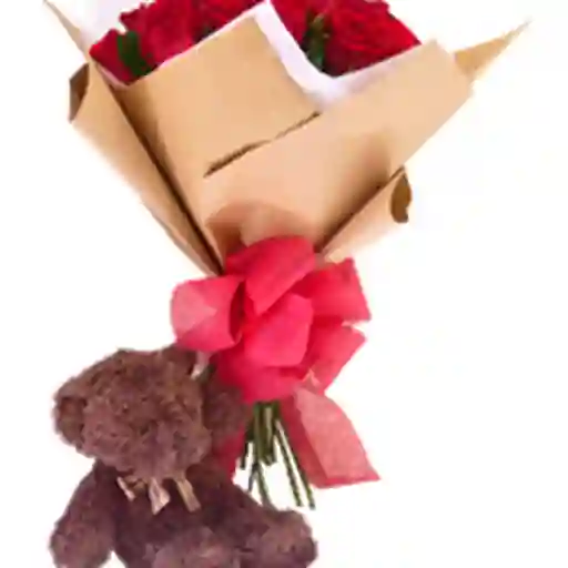 Rosas Rojas + Oso Para Regalo