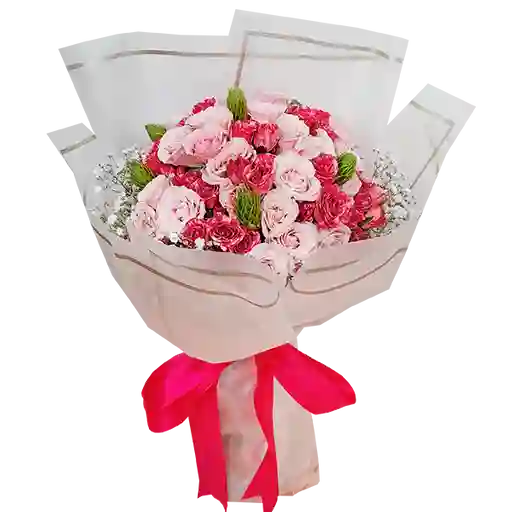 Flores Ramillete De En Mini Rosas Rosadas Y Fucsias