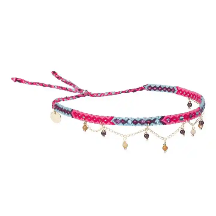 Wayuu Chocker Swarovski Y Piedras Naturales-Azul