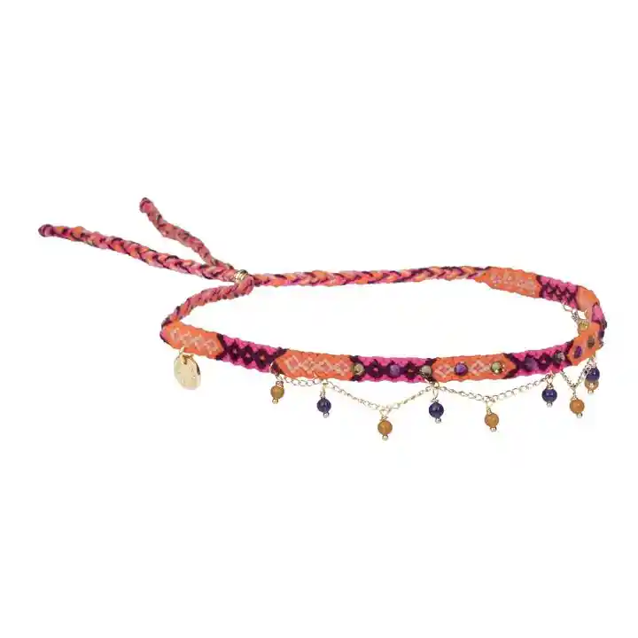 Wayuu Chocker Swarovski Y Piedras Naturales-Naranja