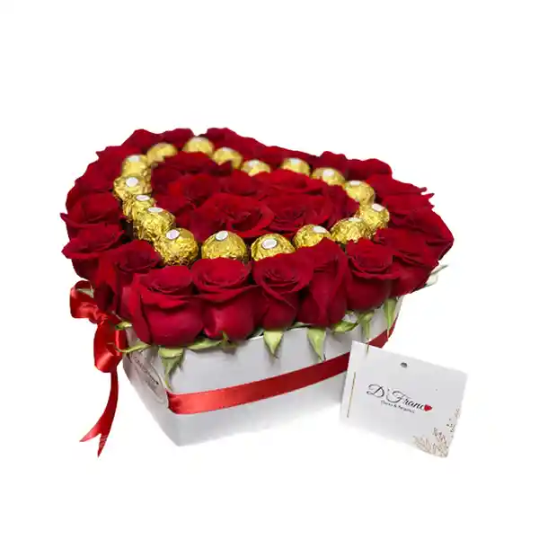 Chocolates Caja De Corazon Rosas Con