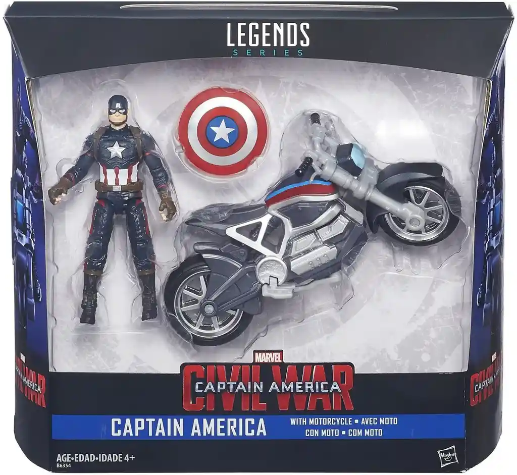 Marvel Legends Series Capitán América W/Motocicleta Civil War