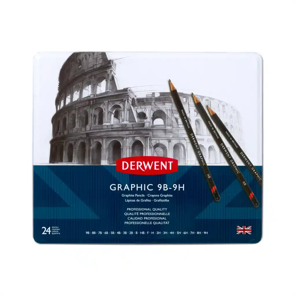 Graphic Pencils Derwent, Estuche Metálico X 24