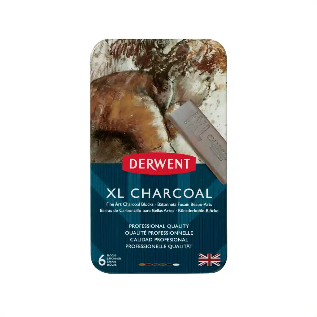 Xl Charcoal Derwent, Estuche Metálico X 6