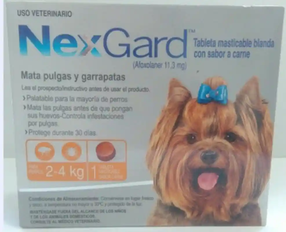 Nexgard  2 a 4 kilos antipulgas y garrapaticida para perros