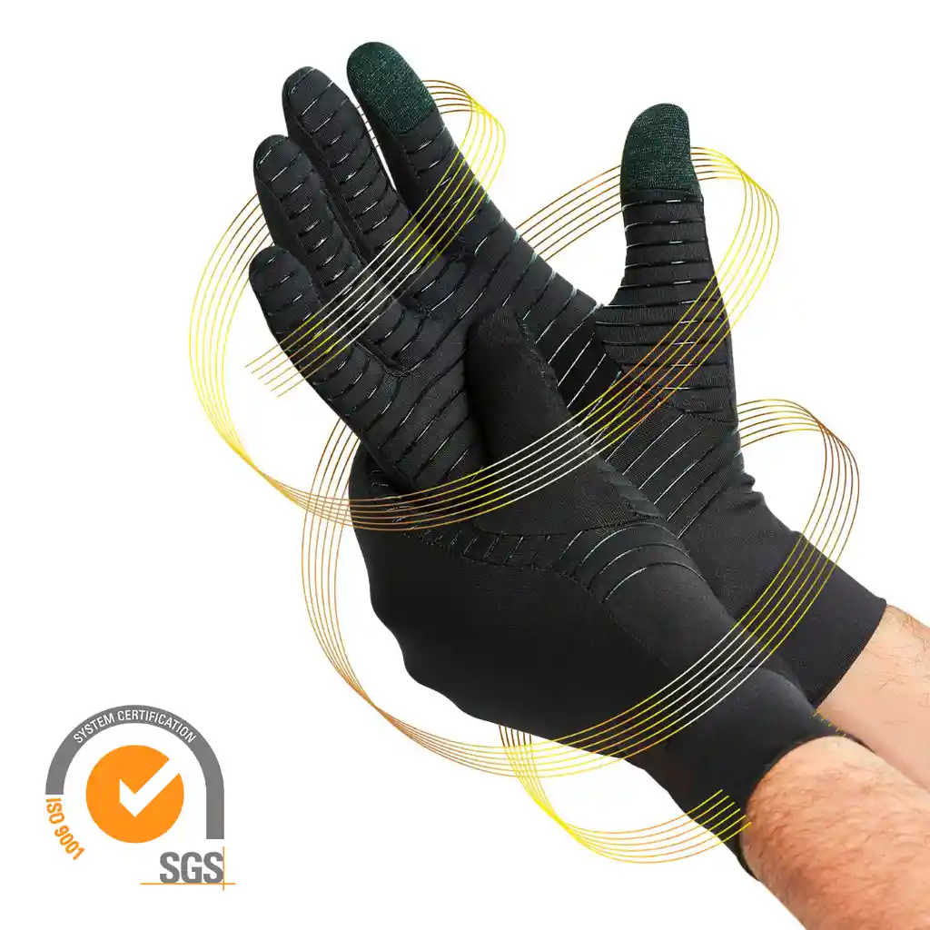 Guantes De Compresión Con Hilado De Cobre Color Negro | S