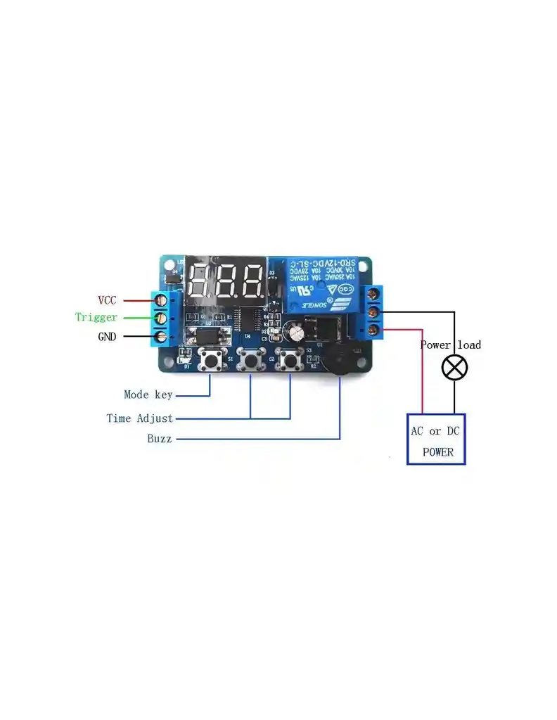 Modulo Timer Temporizador Programable 4 Configuraciones, 12VDC