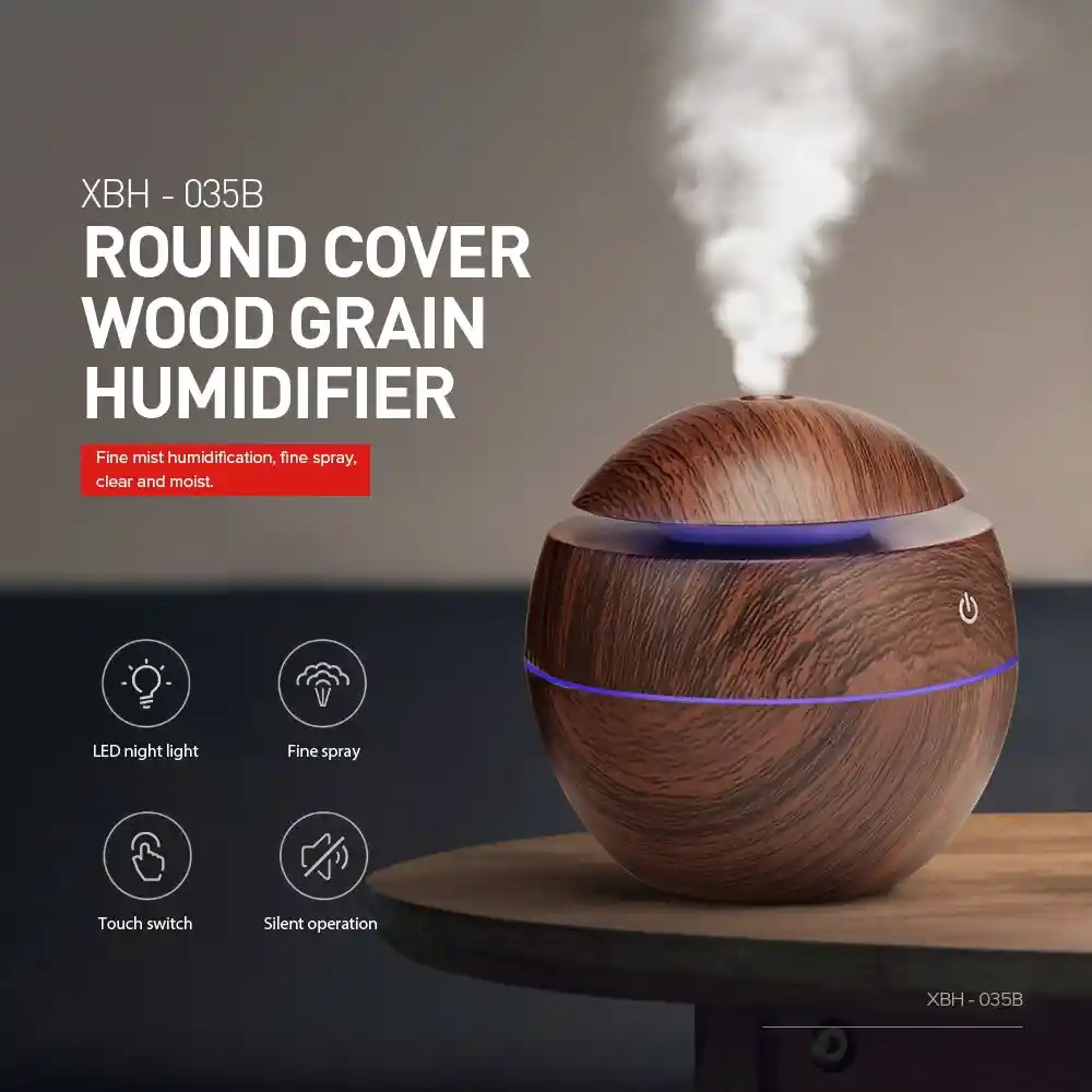 Humidificador Bolita Oscuro Difusor Aromaterapia 8 Luces