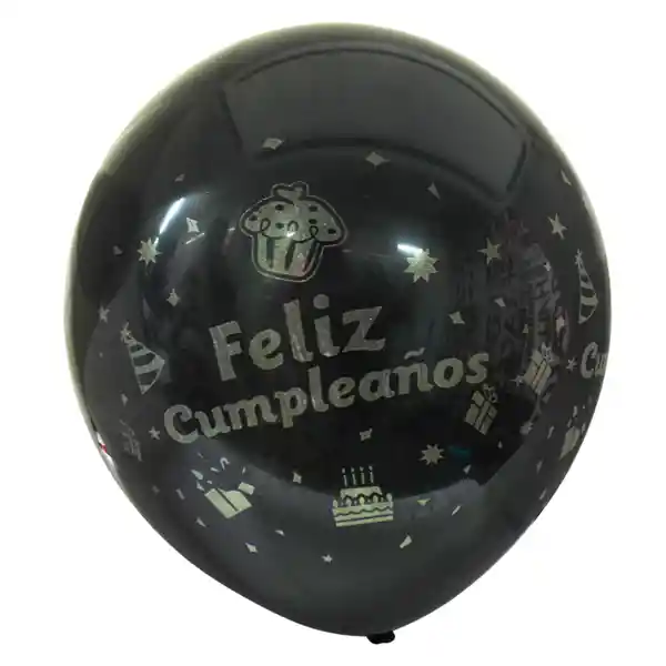 Globo Negro Diseño Feliz Cumpleaños