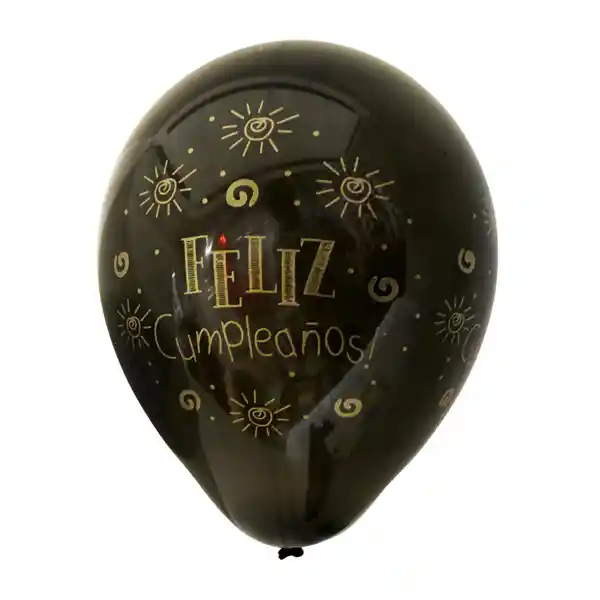 Globo Negro Diseño Cumpleaños Pirotecnia