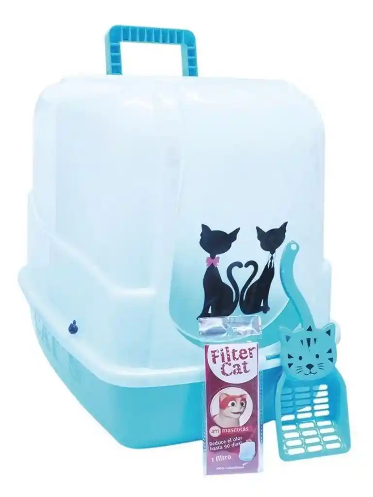 Arenera O Baño Para Gatos Tipo Iglú Con Filtro Y Pala