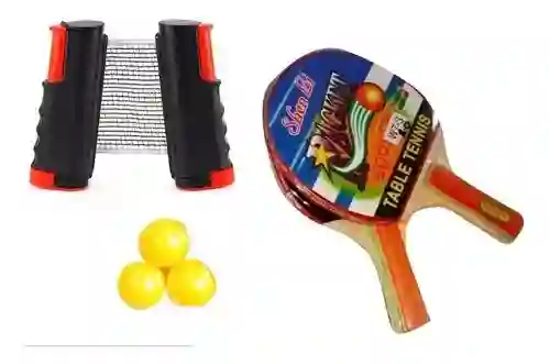 Kit Malla Adaptable + Ping Pong Raquetas Deporte Raqueta Red