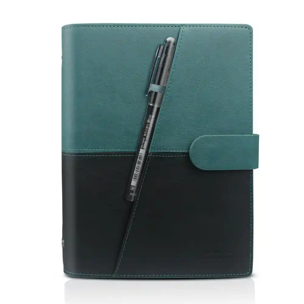 Agenda Libreta Cuaderno Borrable Reutilizable Cuero Verde