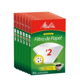 Melitta Filtros Original Tamaño 2 (6 Cajitas De 30 Filtros)