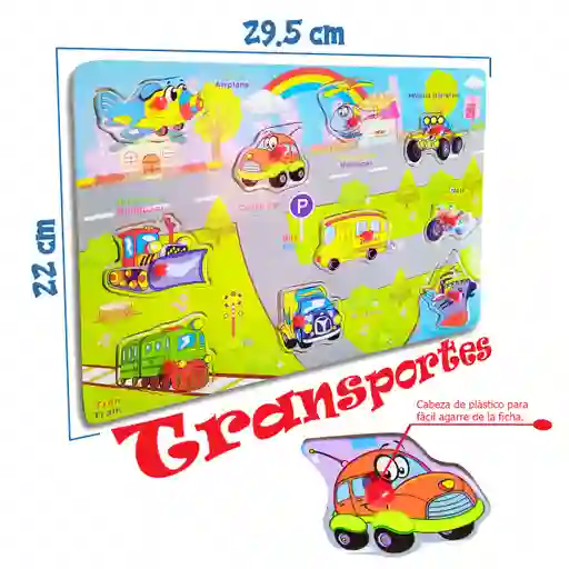 Juguetes Rompecabezas Transportes 1 Todoterreno Madera Didactico