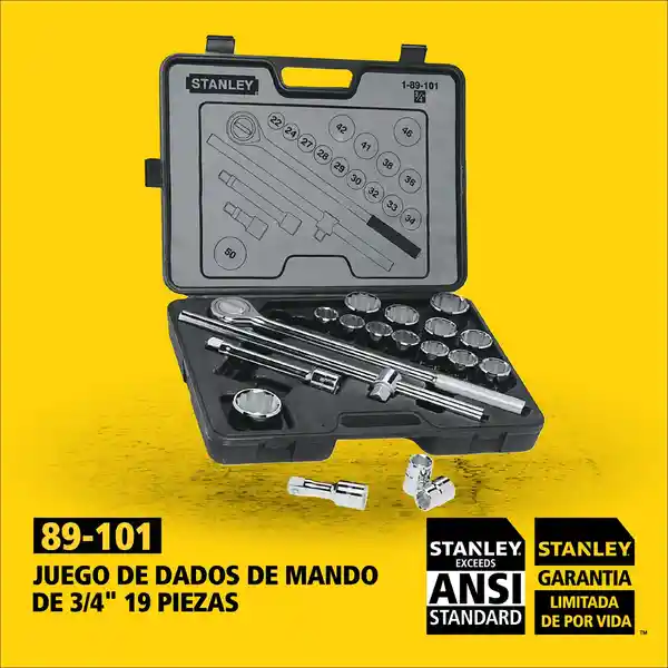 Stanley Juego de Dados 12 Puntas 3/4 Métrico