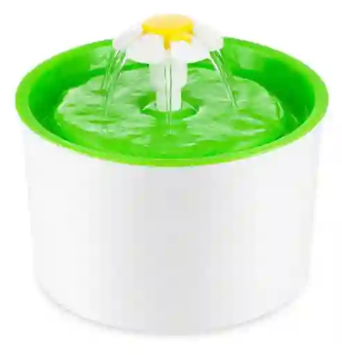 Bebedero Fuente De Agua Perros Gatos Flor Tapete 1.6lt Verde