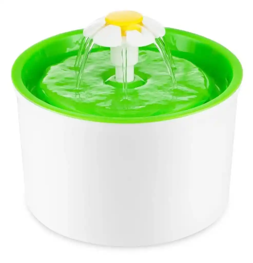 Bebedero Fuente De Agua Perros Gatos Flor Tapete 1.6lt Verde