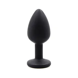 Love Toy Plug Anal Negro de Silicona Con Gema Roja