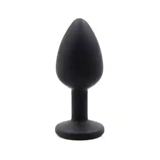 Love Toy Plug Anal Negro de Silicona Con Gema Roja