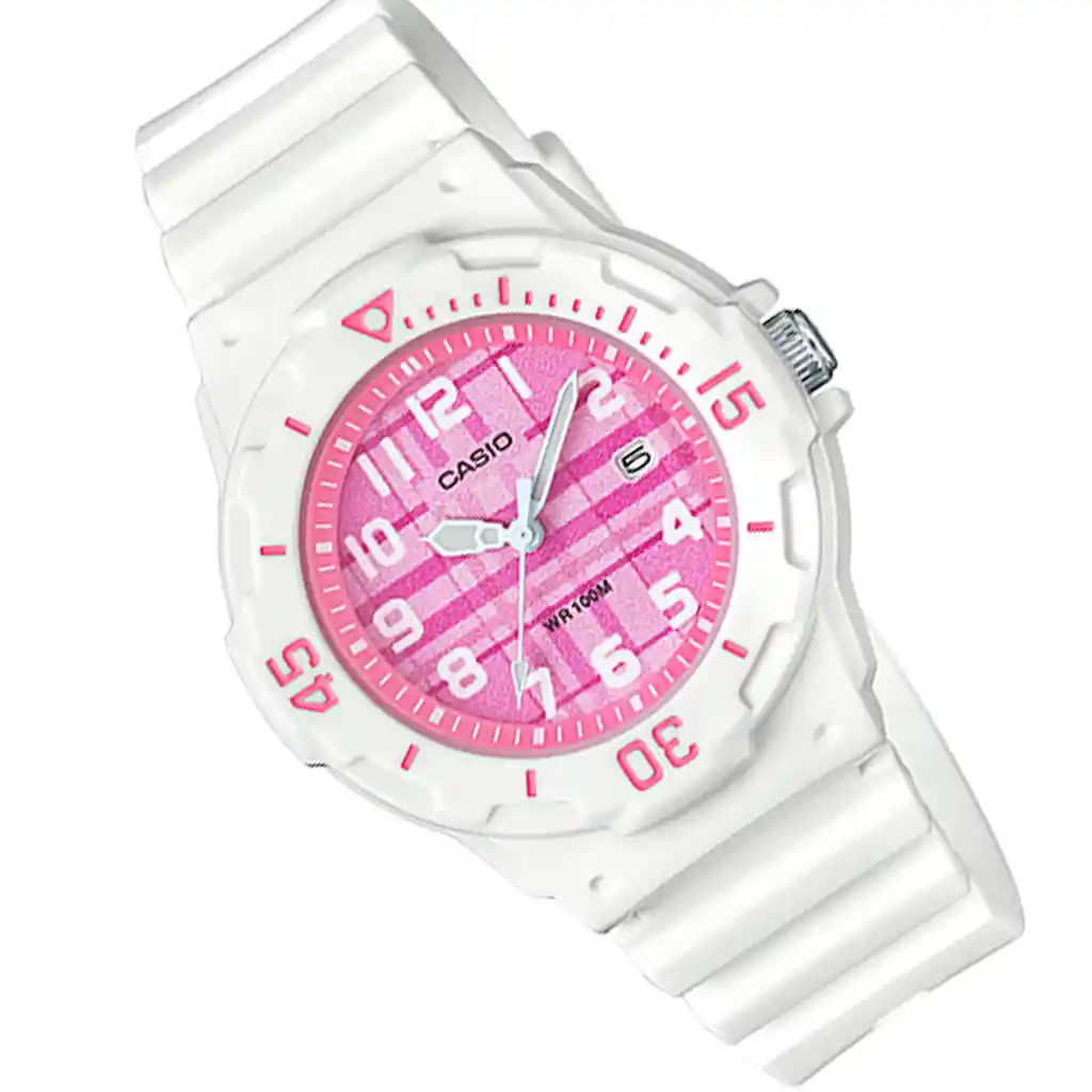 Casio Reloj Lrw-200h-4c Para Dama Blanco Fondo Rosa