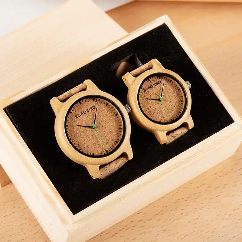 Reloj De Madera Para Pareja Corcho Bobo Bird