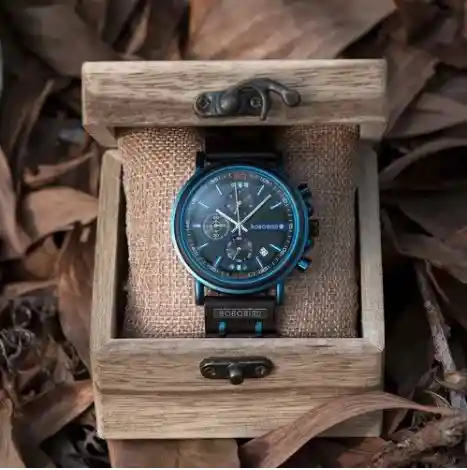 Reloj Bobo Bird Para Hombre Acero Inoxidable Con Madera