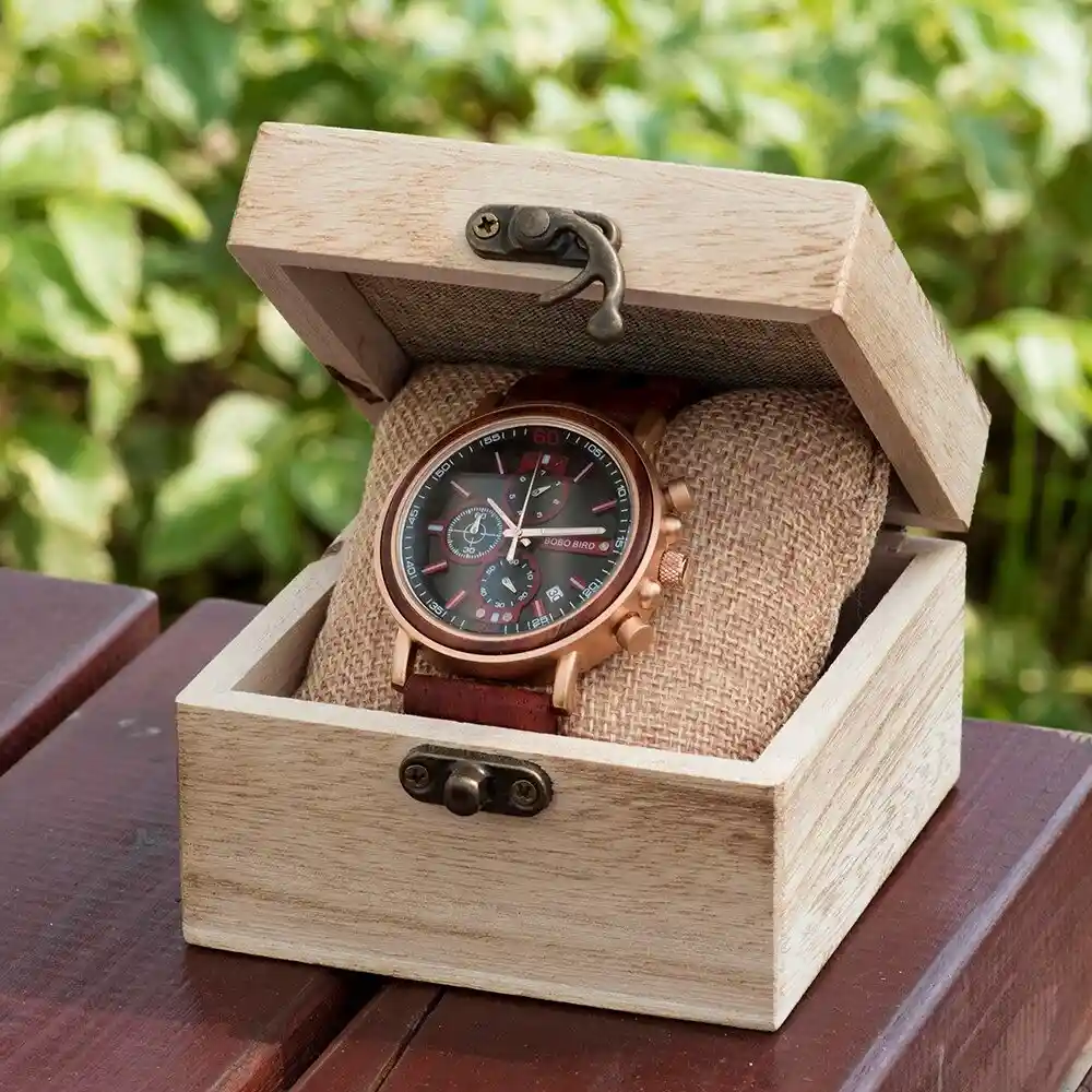 Reloj Bobo Bird Para Hombre Acero Inoxidable Con Madera  