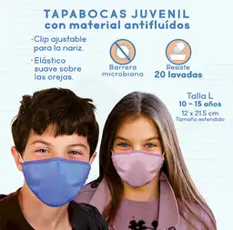 Eurocare Tapabocas Reutilizable Antifluido Juvenil Talla L